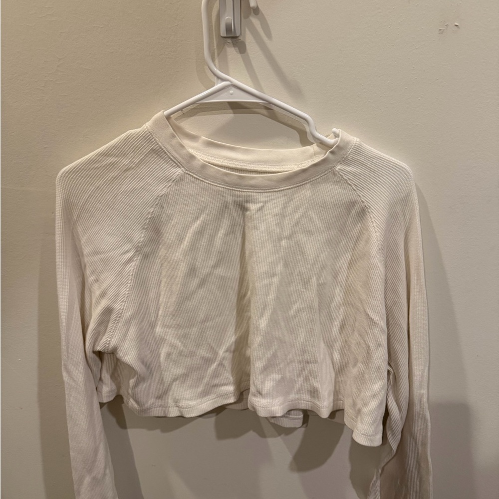 Daily Drills Off-White Long Sleeve Crop Top